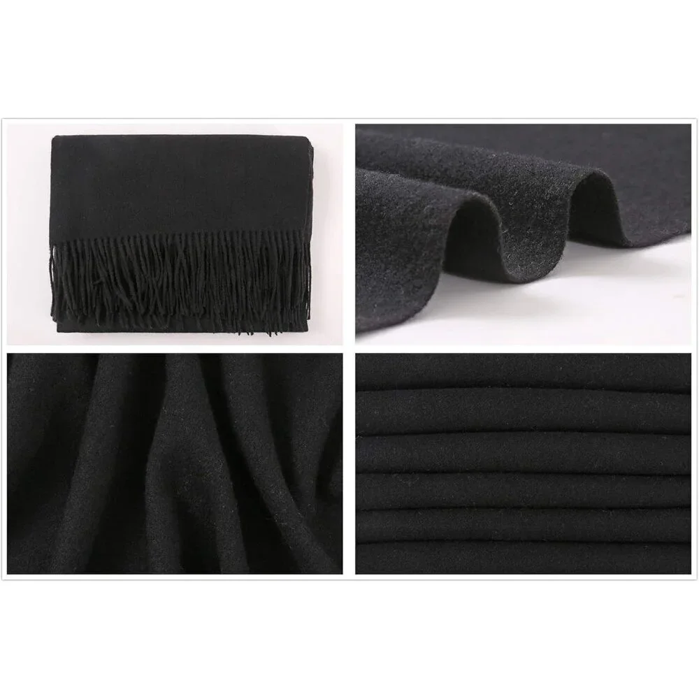 Women's Black Pashmina Shawls Wraps For Evening Dresses Large Warm Soft Scarves